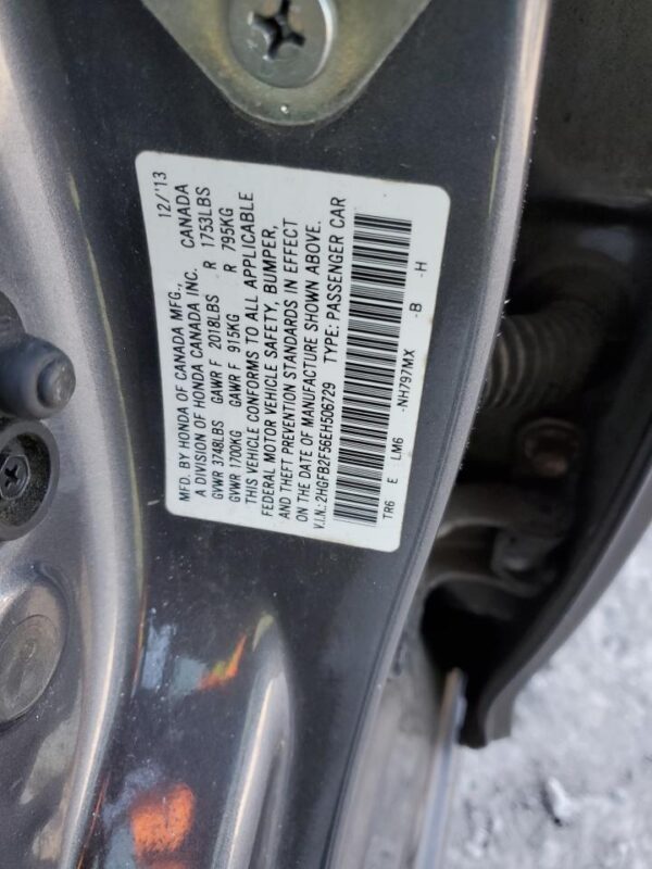 HONDA CIVIC GRAY - 2HGFB2F56EH506729