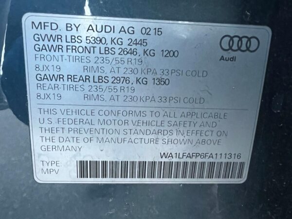 AUDI Q5 BLUE - WA1LFAFP6FA111316