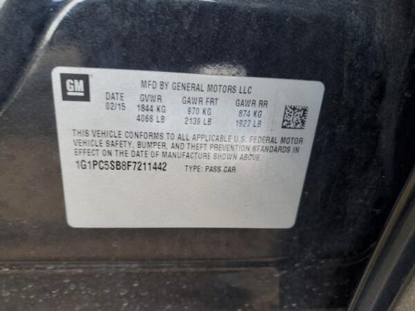 Chevrolet CRUZE 2015 - 1G1PC5SB8F7211442