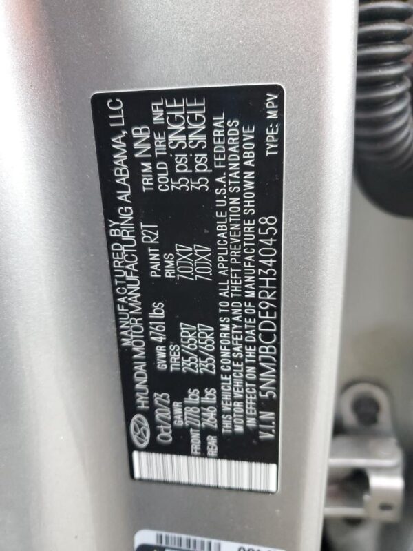 HYUNDAI TUCSON SILVER - 5NMJBCDE9RH340458