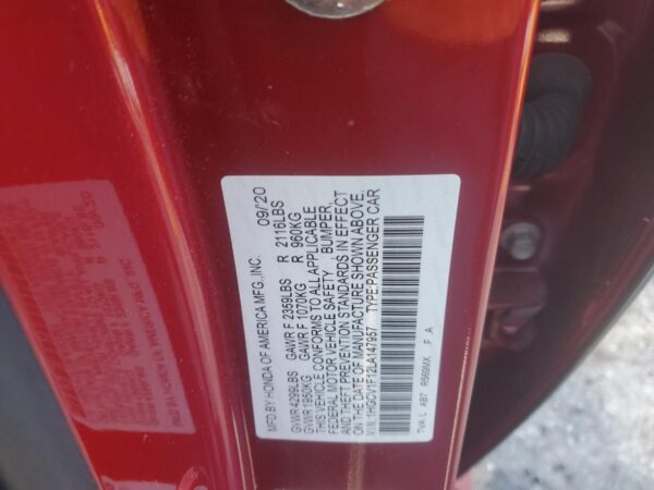 HONDA ACCORD RED - 1HGCV1F12LA147957
