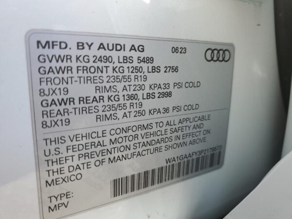 AUDI Q5 WHITE - WA1GAAFY3P2178573