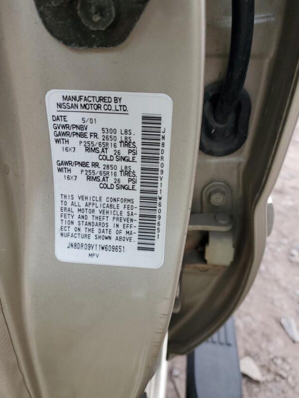 NISSAN PATHFINDER GOLD - JN8DR09Y11W609651