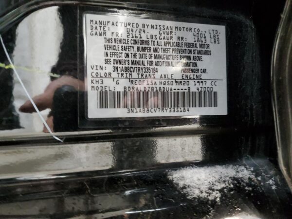 NISSAN SENTRA BLACK - 3N1AB8CV7RY335184