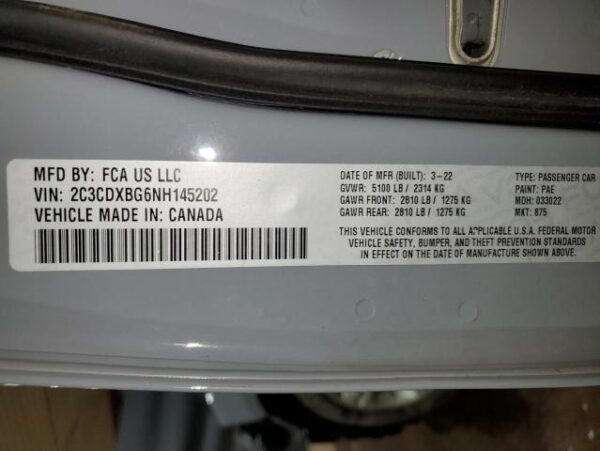 Dodge CHARGER 2022 - 2C3CDXBG6NH145202
