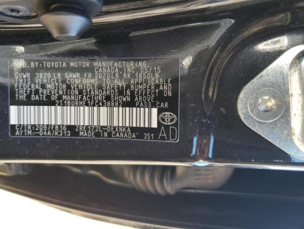 Toyota COROLLA 2015 - 2T1BURHE1FC438882