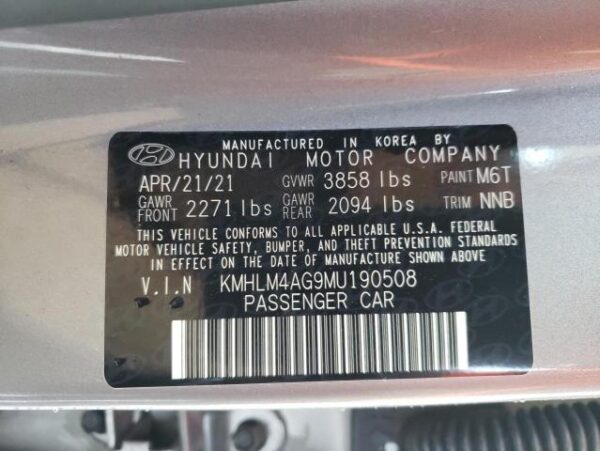 HYUNDAI ELANTRA GRAY - KMHLM4AG9MU190508