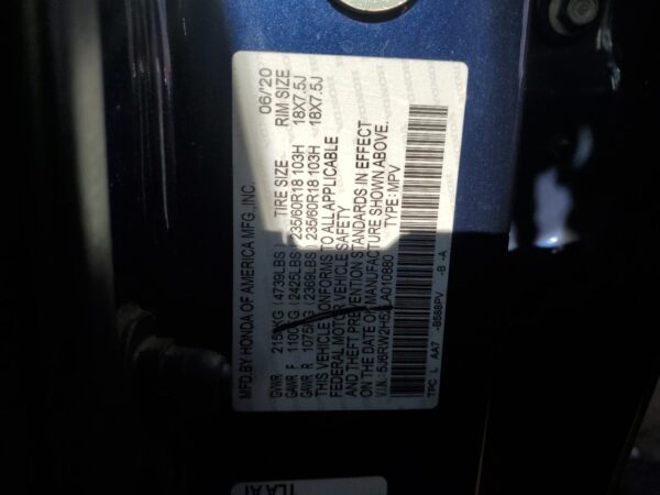HONDA CRV BLUE - 5J6RW2H52LA010880