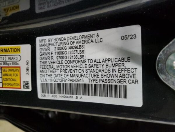 Honda Accord 2023 - 1HGCY2F61PA040915