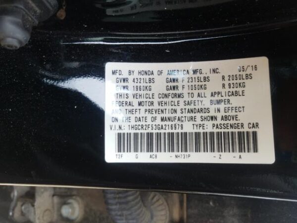HONDA ACCORD - 1HGCR2F53GA216979