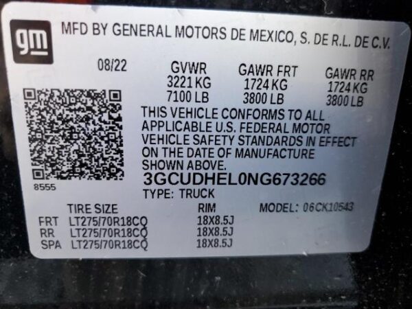 Chevrolet SILVERADO 2022 - 3GCUDHEL0NG673266
