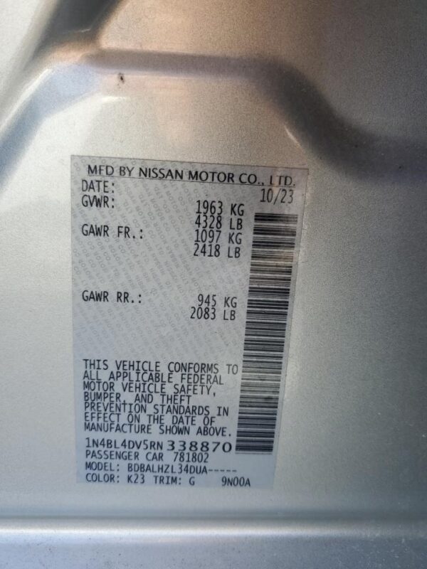 NISSAN ALTIMA SILVER - 1N4BL4DV5RN338870