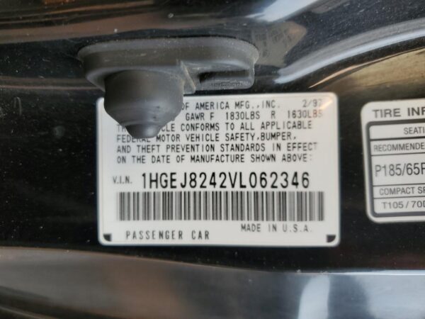 HONDA CIVIC BLACK - 1HGEJ8242VL062346