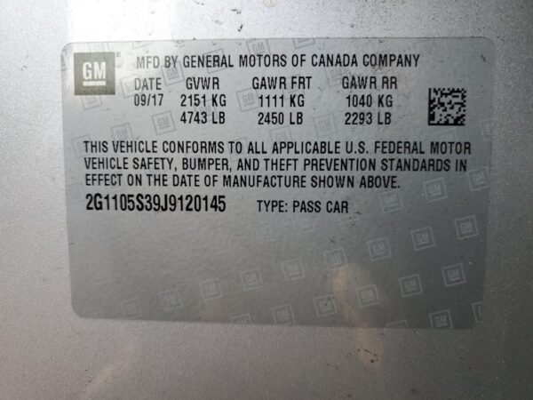 CHEVROLET IMPALA SILVER - 2G1105S39J9120145