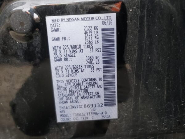 NISSAN ROGUE BLACK - 5N1AT2MV7GC869132