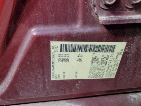NISSAN ALTIMA MAROON - 1N4BL2AP7CN572591