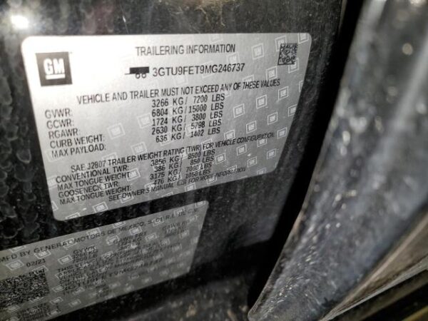 Gmc SIERRA 2021 - 3GTU9FET9MG246737