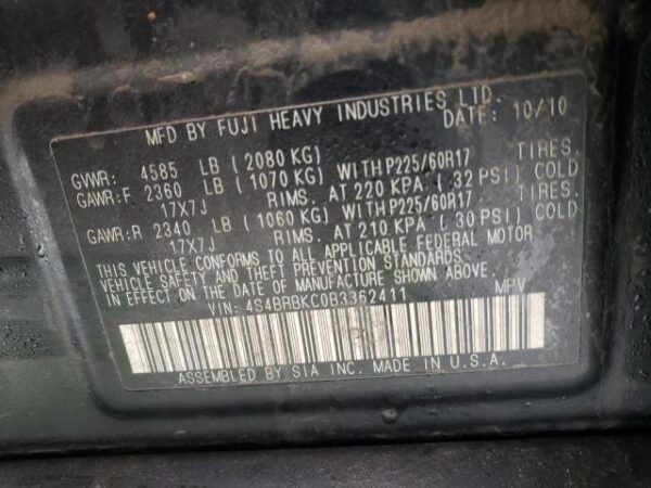 SUBARU OUTBACK BLACK - 4S4BRBKC0B3362411