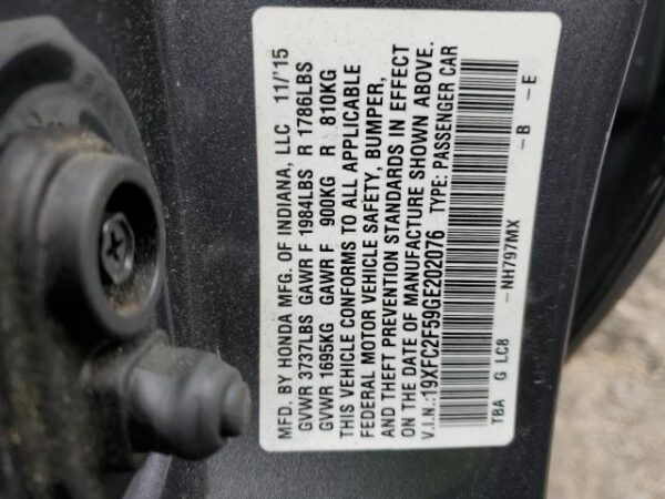 Honda Civic 2016 - 19XFC2F59GE202076