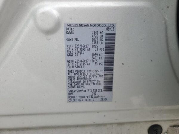 Nissan ROGUE 2019 - 5N1AT2MV5KC715821
