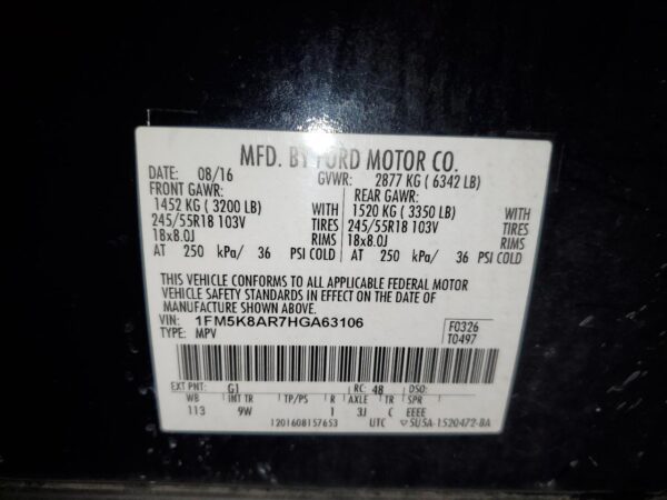 FORD EXPLORER BLACK - 1FM5K8AR7HGA63106