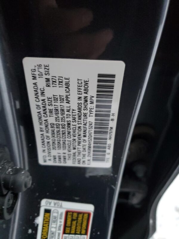 HONDA CRV GRAY - 2HKRM4H52GH715247