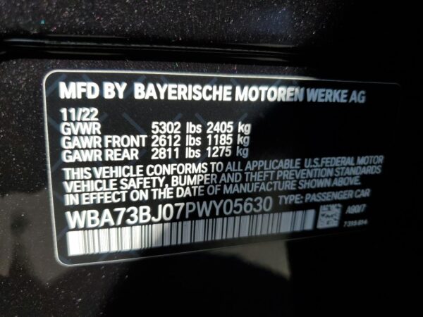 BMW 5 SERIES BLACK - WBA73BJ07PWY05630