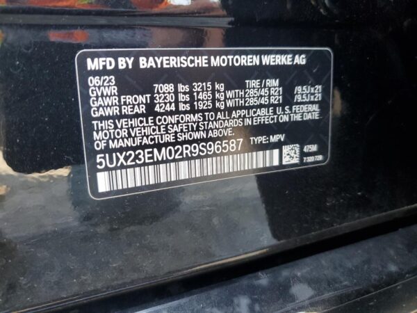 BMW X7 BLACK - 5UX23EM02R9S96587