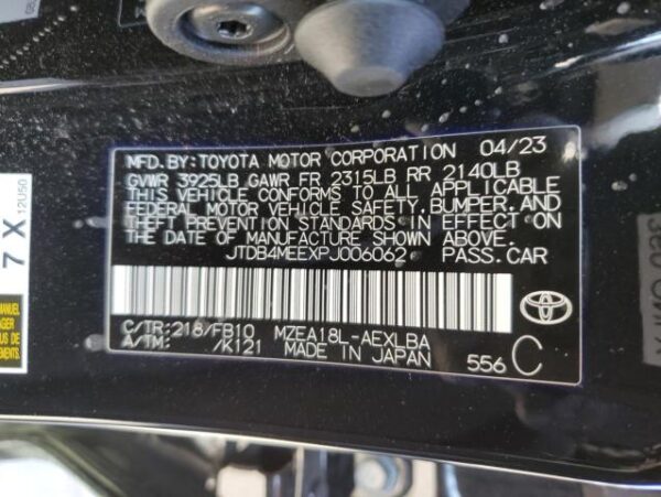 Toyota COROLLA 2023 - JTDB4MEEXPJ006062