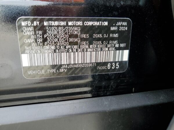 MITSUBISHI OUTLANDER BLACK - JA4J3VA8XRZ059671