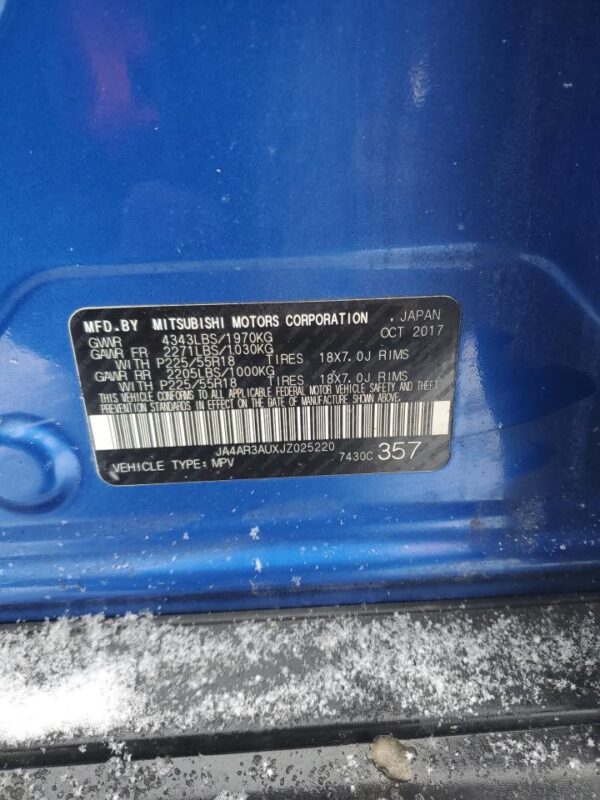MITSUBISHI OUTLANDER BLUE - JA4AR3AUXJZ025220