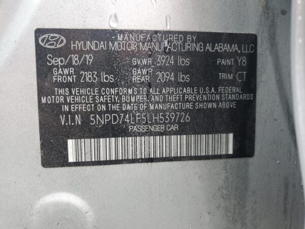 HYUNDAI ELANTRA SILVER - 5NPD74LF5LH539726