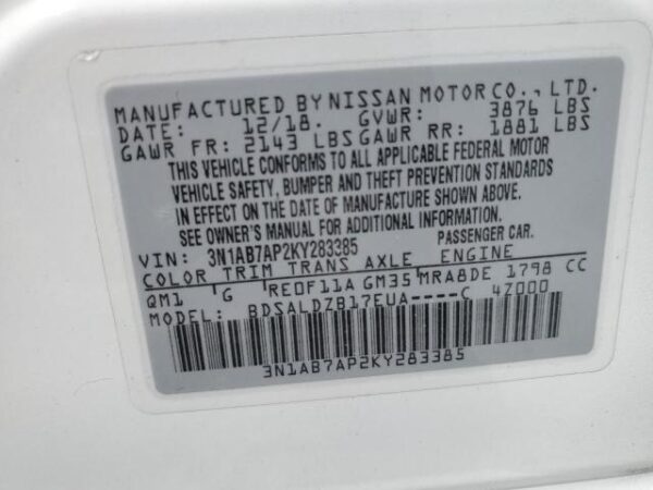 Nissan SENTRA 2019 - 3N1AB7AP2KY283385