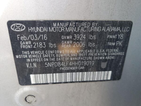 HYUNDAI ELANTRA SILVER - 5NPD84LF4HH019019