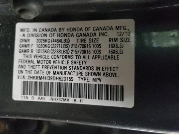 HONDA CRV GRAY - 2HKRM4H39DH620159