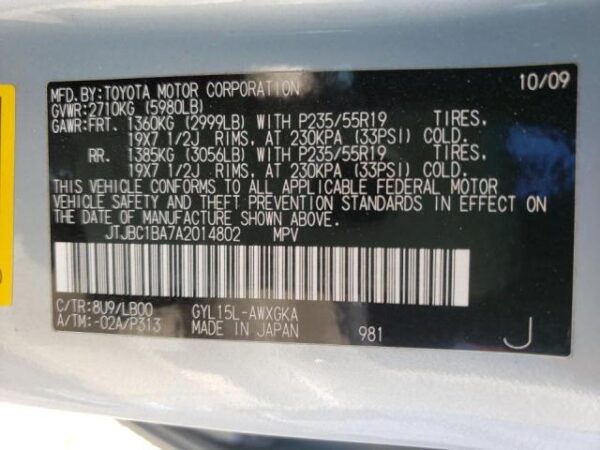 2010 Lexus RX450 Blue - JTJBC1BA7A2014802