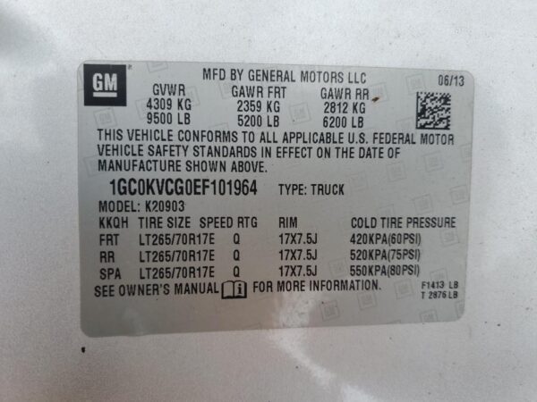 CHEVROLET ALL Models SILVER - 1GC0KVCG0EF101964