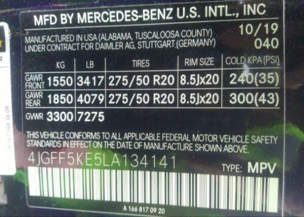 2020 Mercedes-Benz GLS450 4M  Black - 4JGFF5KE5LA134141