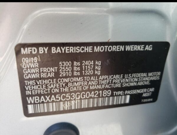 BMW 535d Silver 3.0L 6- WBAXA5C53GG042189