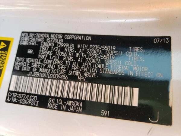 LEXUS RX450 Base 2013 White — JTJZB1BA1D2009486