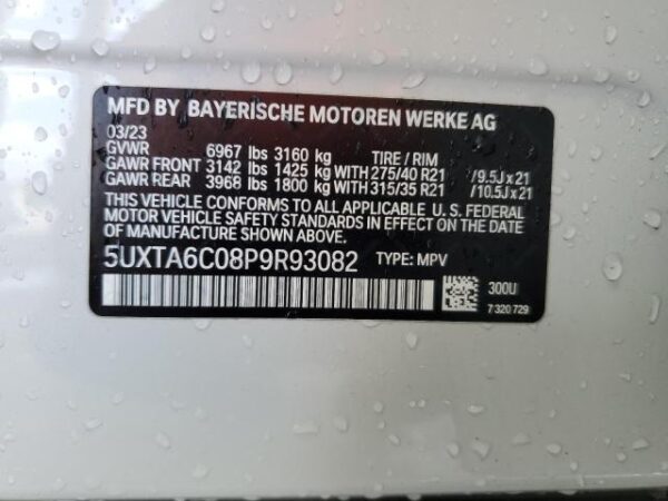2023 BMW X5 Xdrive45E White 3.0L 6 - 5UXTA6C08P9R93082