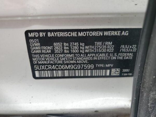 2021 BMW X5 sDrive White - 5UXCR4C06M9G97599