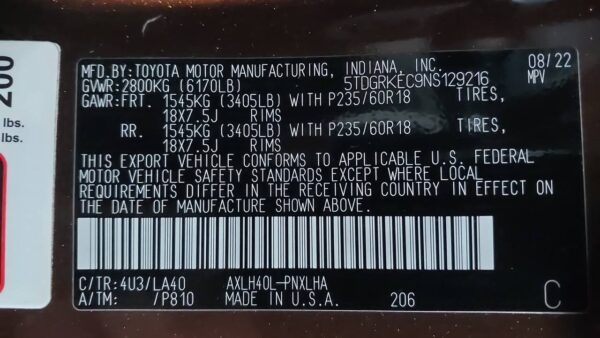 Toyota Sienna 2022 Brown - 5TDGRKEC9NS129216