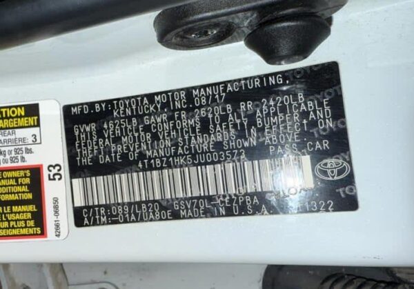 2018 Toyota Camry White - 4T1BZ1HK5JU003573