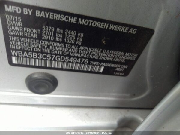 Bmw 535I Xdrive 2016 Silver 3.0L — WBA5B3C57GD549476
