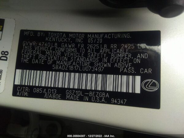 2020 Lexus ES350 White - 58ADZ1B17LU073497