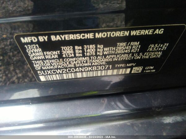 2022 BMW X740i xDrive Black - 5UXCW2C04N9K83071