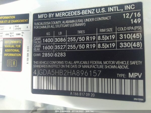 2017 Mercedes-Benz GLE350 4M White - 4JGDA5HB2HA896157