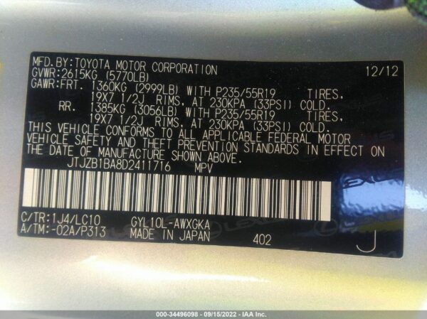 2013 Lexus RX450H Silver - JTJZB1BA8D2411716