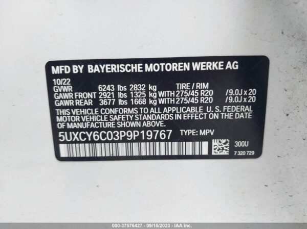 2023 BMW X640i xDrive White - 5UXCY6C03P9P19767